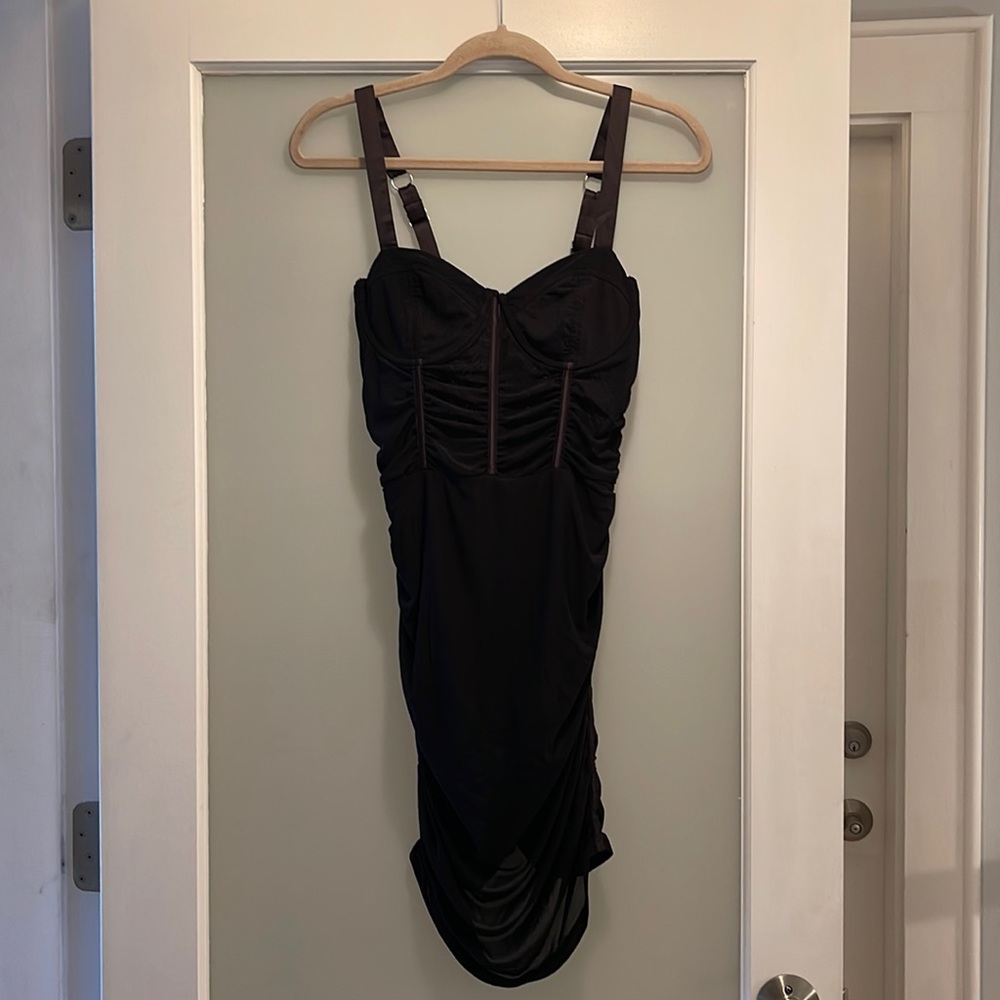 Leau black mesh mini dress